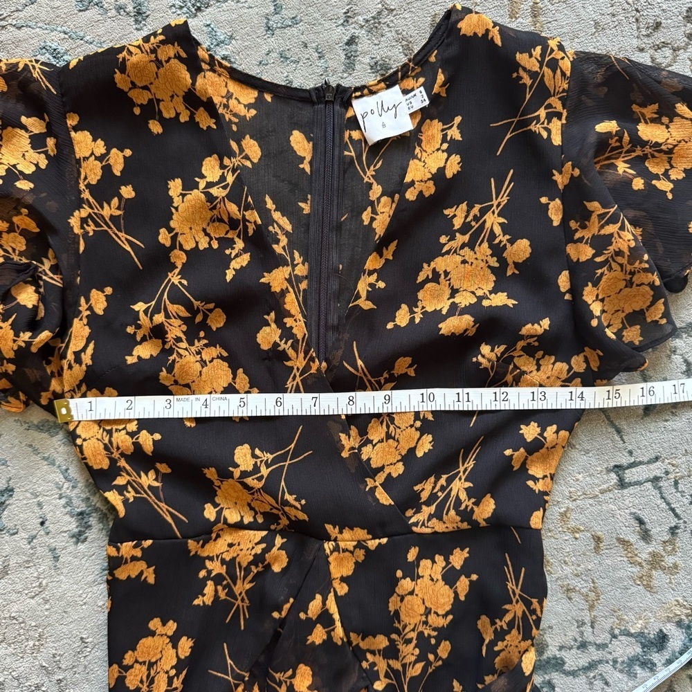 Princess Polly Black & Gold Ina Mini Dress size 2 - Picture 9 of 11